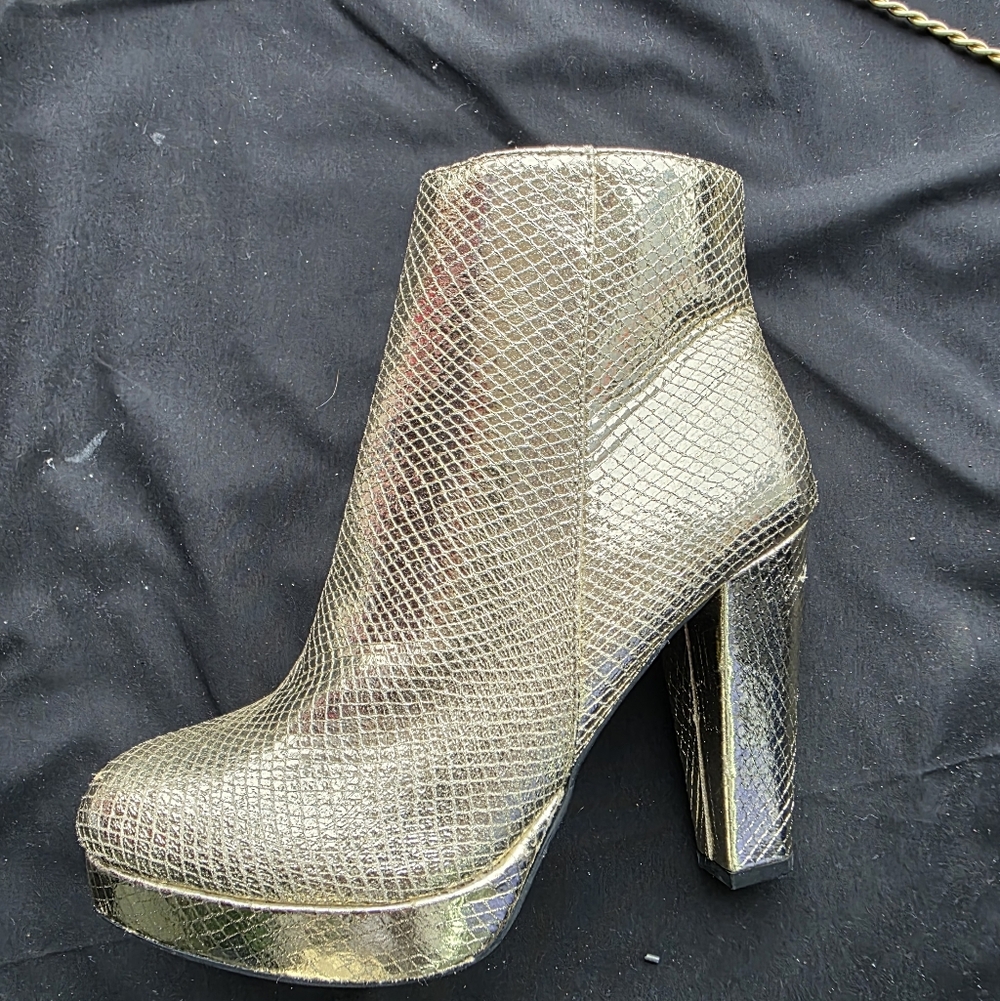 Gold Platform Ankle Boots